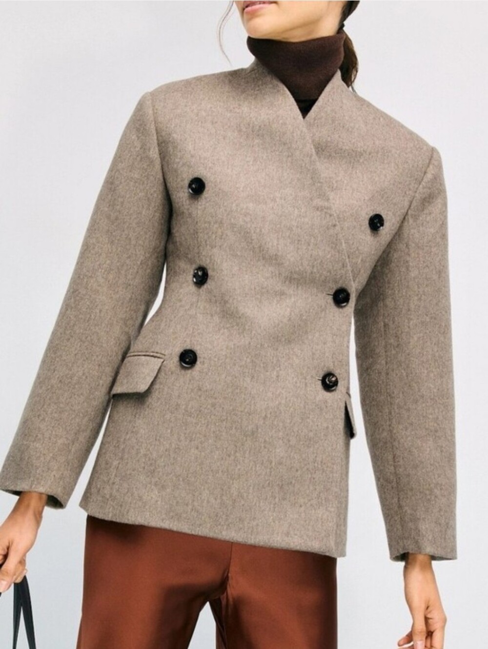 CO Sculptural Collarless Jacket Long Sleeve Front Button Size XS